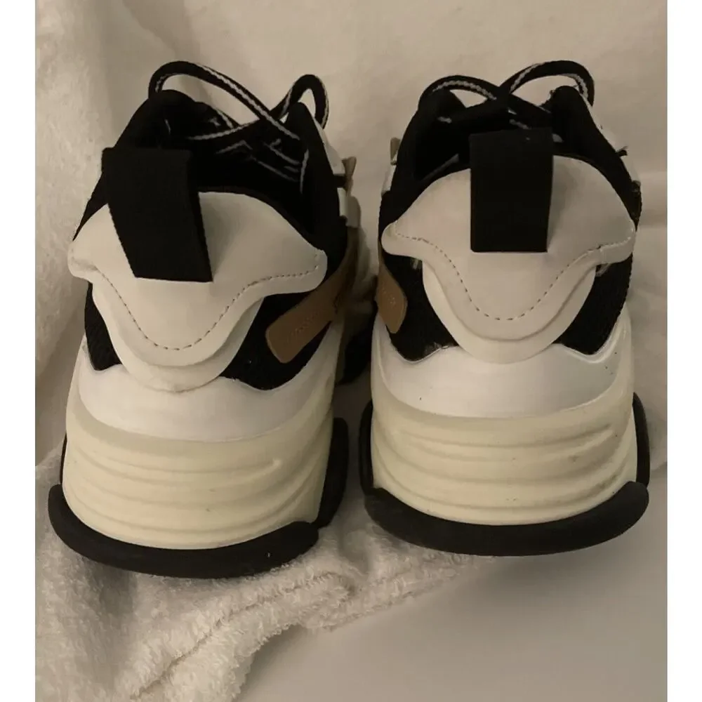 Steve Madden Possession Black white Tan women's Fashion sneaker Shoes Size 7.5M